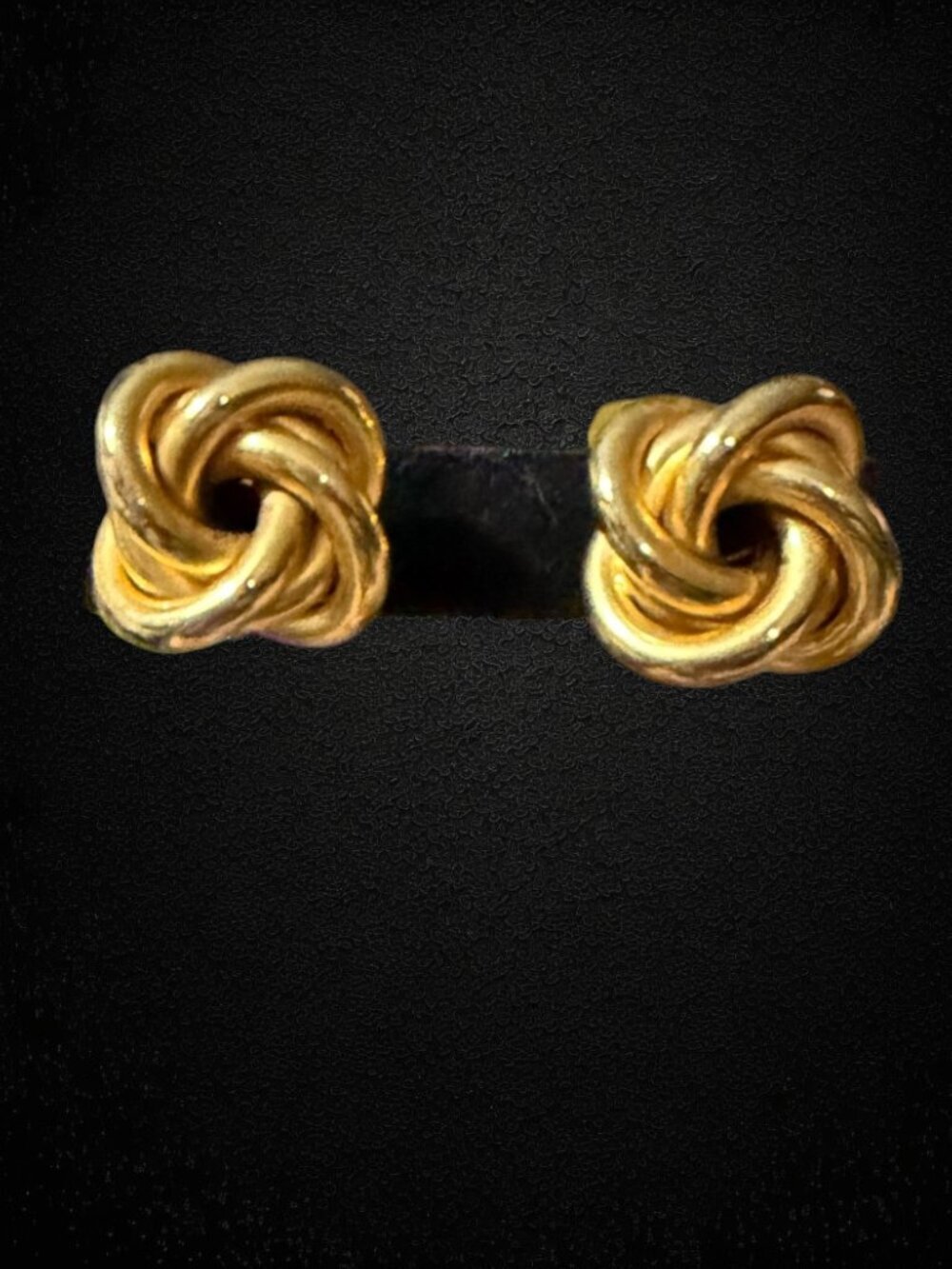 Vintage Gold Tone Love Knot Clip On Earrings Twisted Rope Swirl 80s Statement